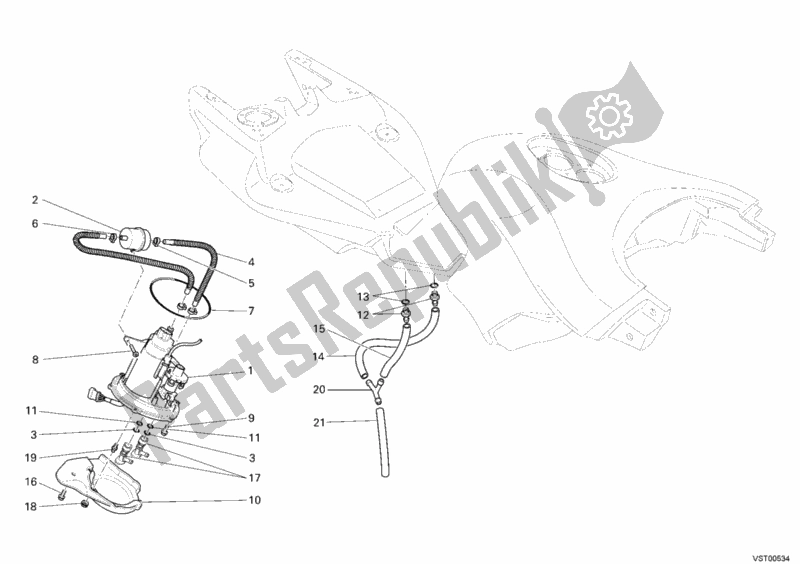 All parts for the Fuel Pump of the Ducati Multistrada 620 USA 2006